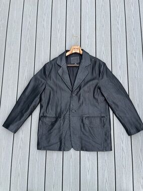 Knightsbridge Black Leather Blazer Jacket